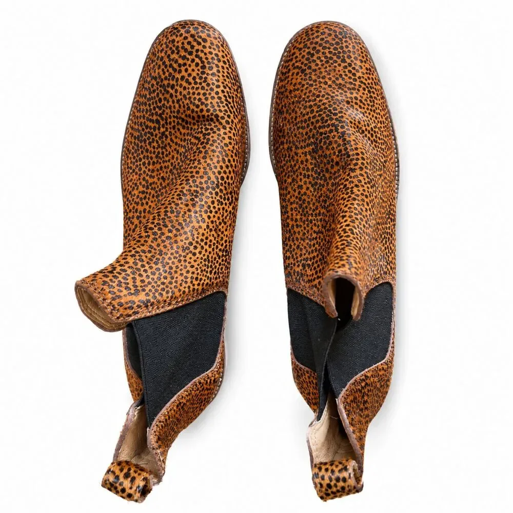 Madewell Chelsea Boots Womens 10 Cheetah Leopard Calf Hair Leather Ankle Booties